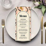 Retro Swirl Arch Rosa Black Guld Cream Bröllop Meny<br><div class="desc">"Retro Swirl Arch Bröllop Menu" är ett smakfullt biet som utan svårighet gifter sig med kultur- och bildkonsten. Den har en snyggt bakgrund med ulerande retrovirveler i en sofistikerad färg-palett med rosa, svart, guld och kräm, som utesluter en chic, tidlös vib. Den här menyn är elegant kantad av en klassisk...</div>