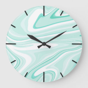 Retro Swirl flytande Aqua Grönt Painting Aestetisk Stor Klocka