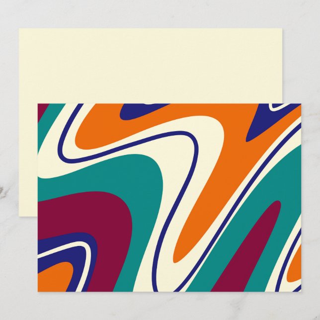 Retro Swirls - Classic 70 s Stil Inbjudningar (Fram/baksida)