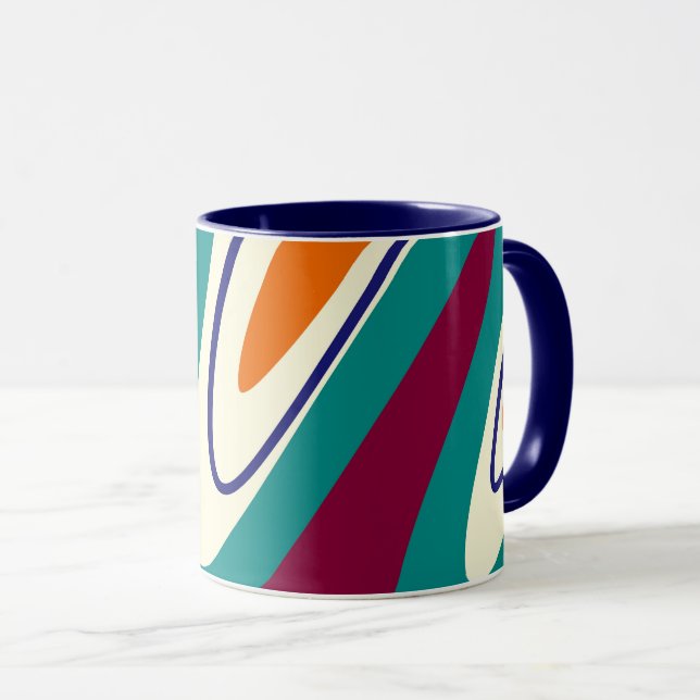 Retro Swirls - Classic 70 s Stil Mugg (Framsida höger)