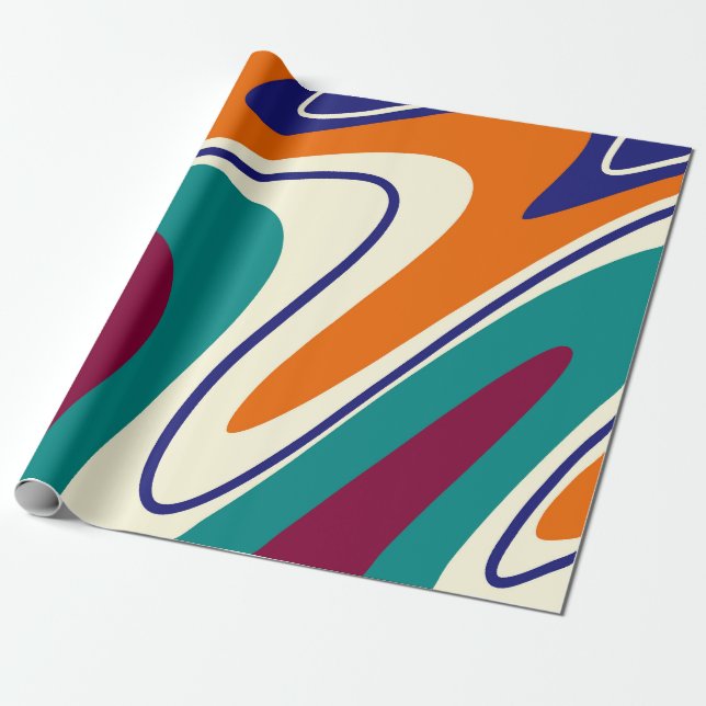 Retro Swirls - Classic 70 s Stil Presentpapper (Utrullad)