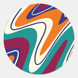 Retro Swirls - Classic 70 s Stil Runt Klistermärke