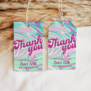 Retro Swirls Pinks & Grönts Tack Favoriter Presentetikett