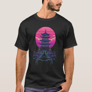 Retro Synth Pagoda Sunrise Silhouette T Shirt