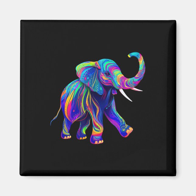 Retro Synthwave 80- och 90-tals Elefant Tramp upp  Magnet (Framsidan)