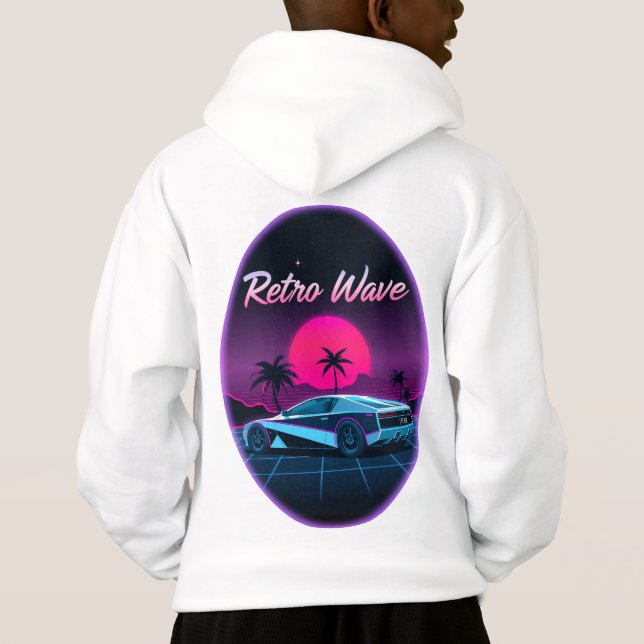 “Retro Synthwave” Back Print Hoodie T Shirt (Baksida)
