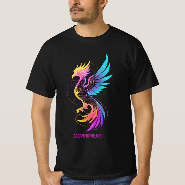 Retro Synthwave Fenix – Neon Cyberpunk Lysande B T Shirt (Framsida)