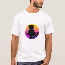 Retro Synthwave Gentleman Katt i topp hatt - Neon