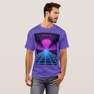 Retro Synthwave Neon Palmträd T Shirt