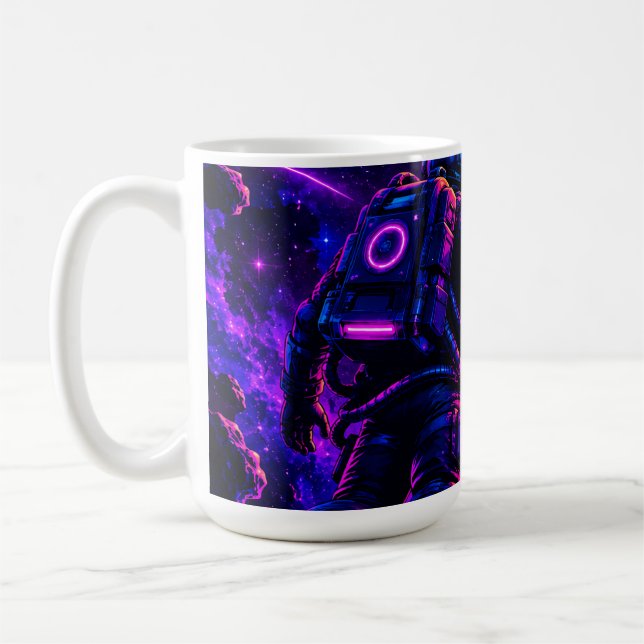 Retro Synthwave Rymdman Cyberpunk Rymd Kaffe M Kaffemugg (Vänster)