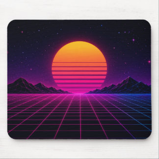 Retro Synthwave Solnedgång Musmatta