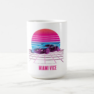 Retro Synthwave Sportbil 80-tals Neon Solnedgång A Kaffemugg