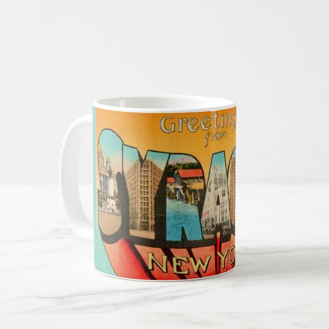 Retro Syracuse New York Hälsning Mugg (Framsida vänster)