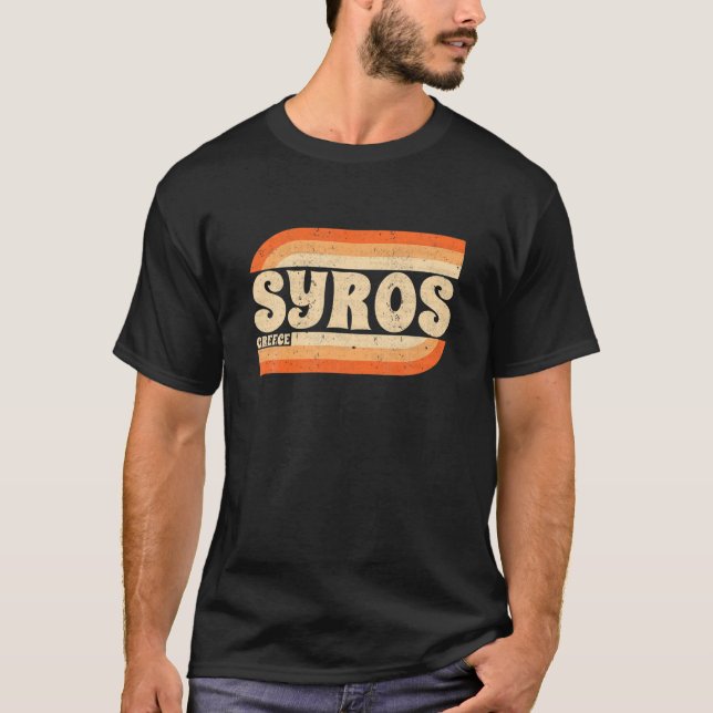 Retro Syros Grekland T Shirt (Framsida)