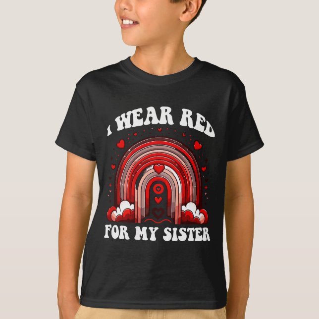 Retro syster hjärtsjukdom medvetenhet regnbåge gra t shirt (Framsida)