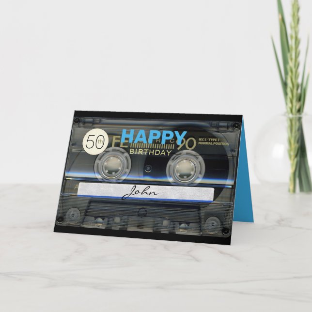 Retro T1 Audiotape 50 års recto-verso Namn Kort (Framsida)