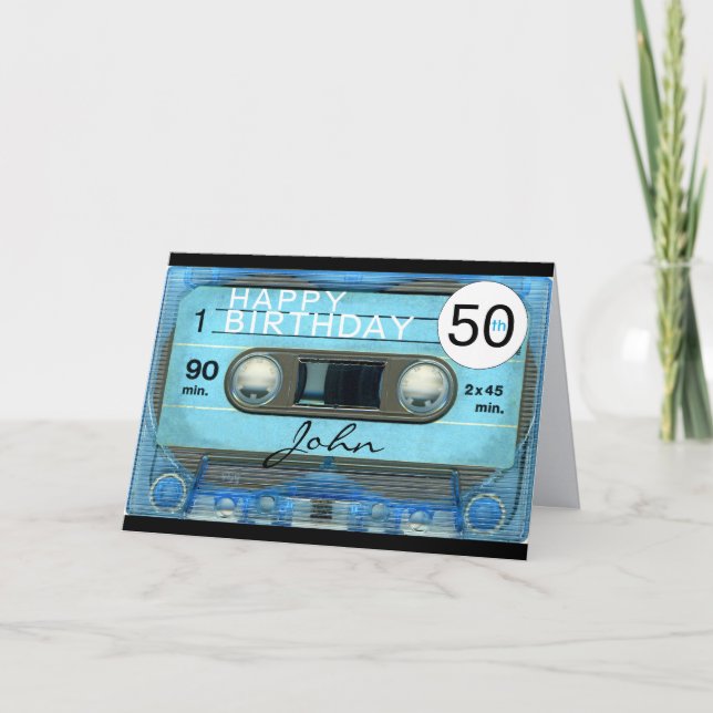 Retro T4 Audiotape 50 års recto-verso Namn Kort (Framsida)