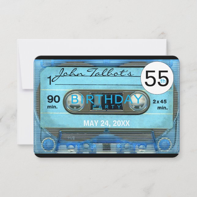 Retro T4 Audiotape 55:e födelsedagsfest inbjudan (Framsida)