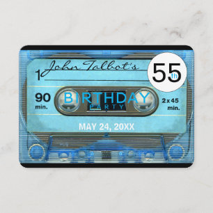 Retro T4 Audiotape 55:e födelsedagsfest inbjudan