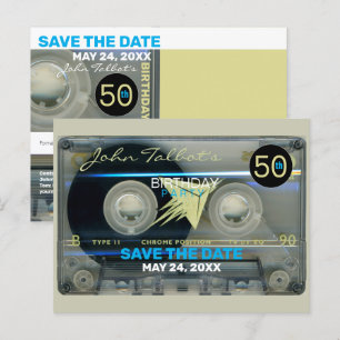 Retro T5 Audiotape 50-årsdag Spara datum-PoC Inbjudan Vykort