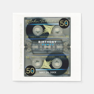Retro T5 Audiotape 50:e födelsedagsfesten Papprar Pappersservett