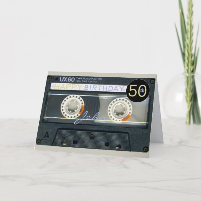 Retro T6 Audiotape 50 års recto-verso Namn Kort (Framsida)