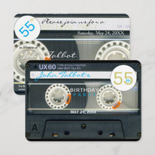 Retro T6 Audiotape 55th födelsedagsfest inbjudan