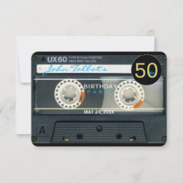 Retro T6 kassettband 50:e födelsedagsfesten Inv. Inbjudningar