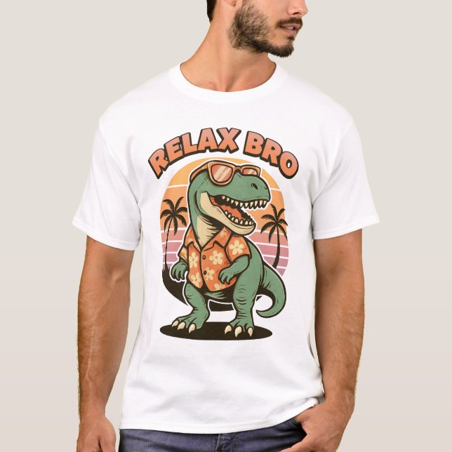 Retro T-Rex Chill Vibes - Slappna av Bro Beach Shi T Shirt (Framsida)
