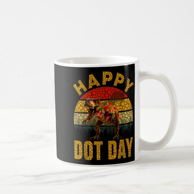 Retro T Rex Dinosaur älskare Polka prickar Glad pr Kaffemugg (Höger)