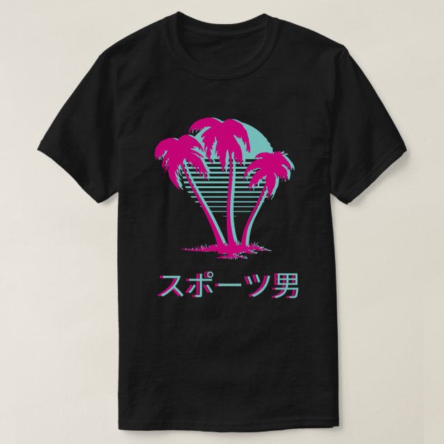 Retro T Shirt Aesthetic Vaporwave's Handflatan Trä (Design framsida)