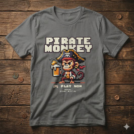 Retro T-Shirt för Piratapa med Datorspelstema