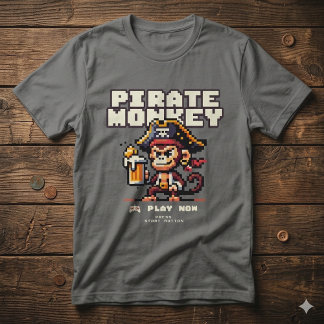 Retro T-Shirt för Piratapa med Datorspelstema