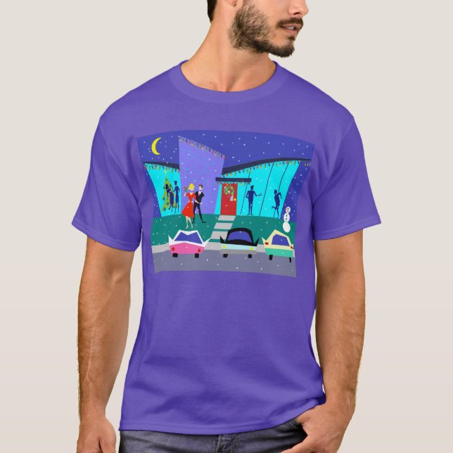 Retro T-tröja för helgdagtecknadparty Tee (Framsida)