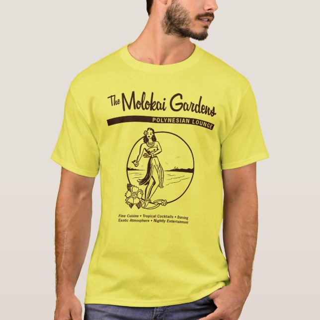 Retro T-tröja för Molokai trädgårdvardagsrum Tee (Framsida)