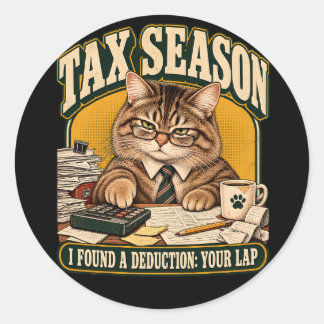 Retro Tabby Revisor Katt Guld Skattesäsong Humor Runt Klistermärke