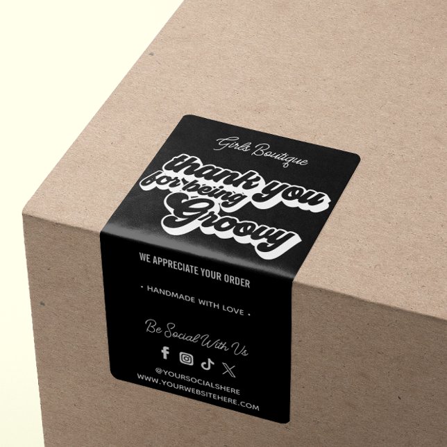 Retro-Tack för inköp av Groovy Black & White Fraktsedel (Skapare uppladdad)