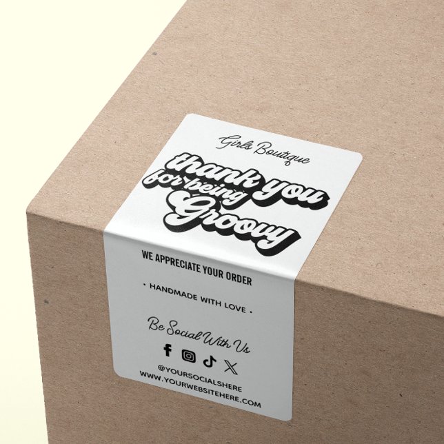 Retro-Tack för inköp av Groovy Black & White Fraktsedel (Skapare uppladdad)