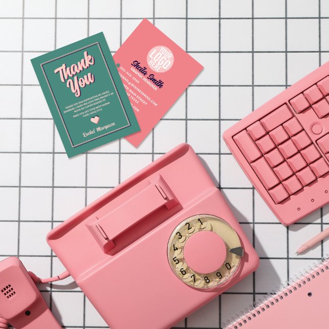 Retro "Tack" Typography Coola Färg Scheme Visitkort (Skapare uppladdad)