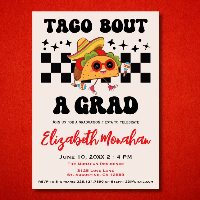 Retro Taco Bout A Grad Fiesta Studenten Inbjudningar (Skapare uppladdad)