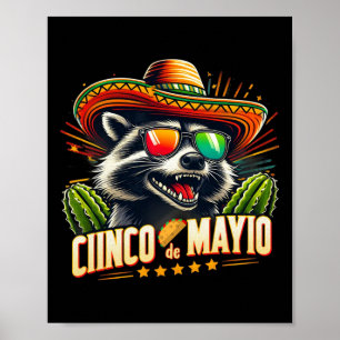 Retro Taco Dinosaur Funny Cinco De Mayo Manar Kvin Poster