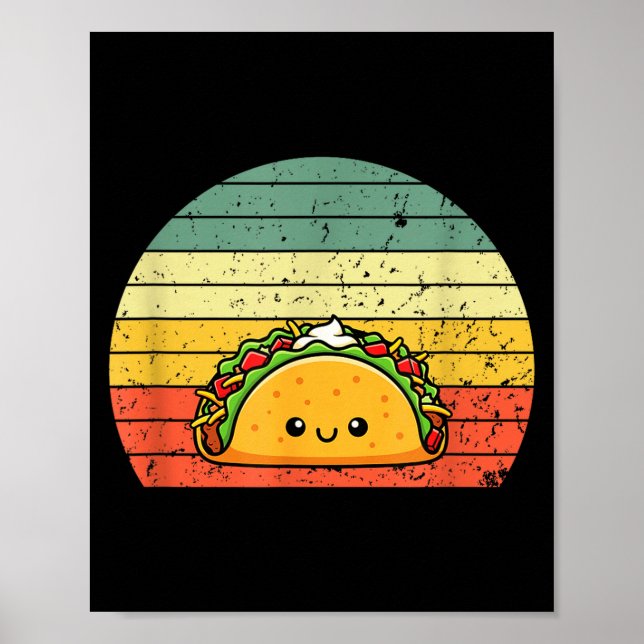 Retro Taco Lover Shirt Funny Retro Taco Humor  Poster (Framsidan)