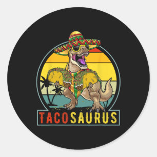 Retro Tacosaurus Taco Dinosaur T Rex Funny Cinco D Runt Klistermärke