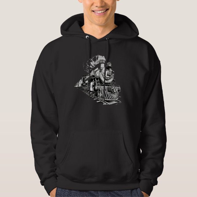 Retro Tåg Locomotive Railfan Hoodie (Framsida)