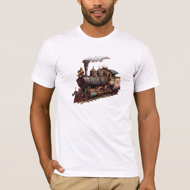 Retro Tåg Locomotive Railfan T Shirt (Framsida)