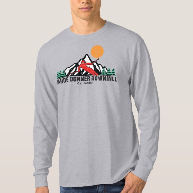 Retro Tahoe Donner Downhill Ski T Shirt (Framsida)