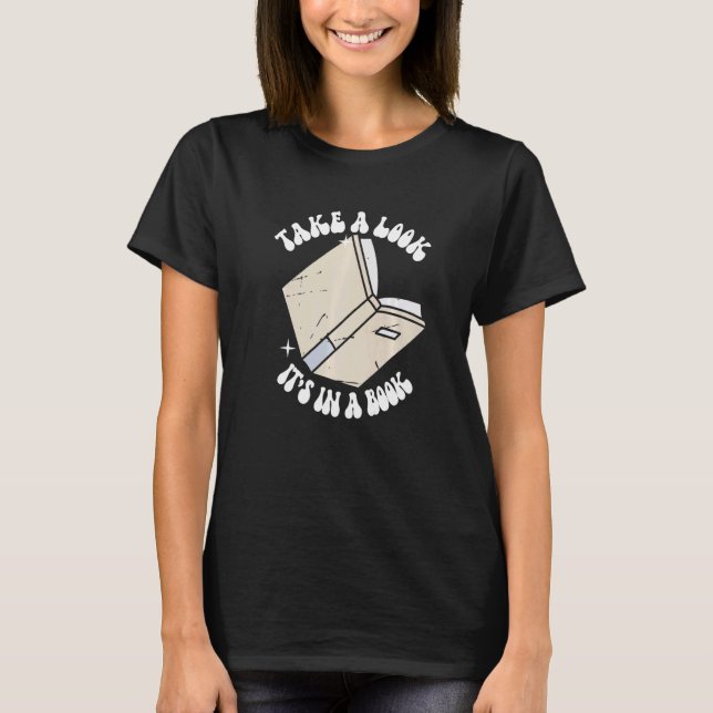 Retro Take A Look It's In A Book Reading T Shirt (Framsida)