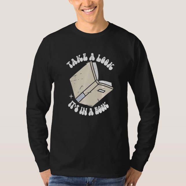 Retro Take A Look It's In A Book Reading T Shirt (Framsida)