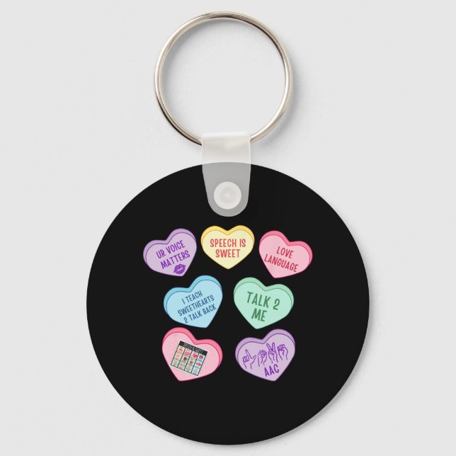 Retro Tal Therapy Slp Hearts Candy Valentines Nyckelring (Framsida)
