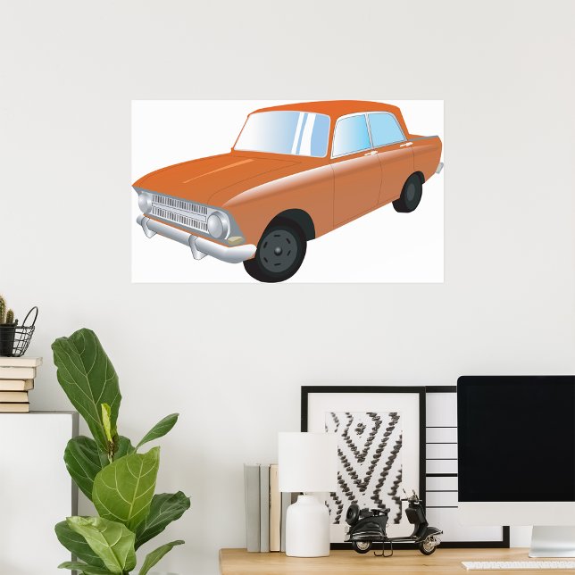 Retro Tan Car Poster (Skapare uppladdad)